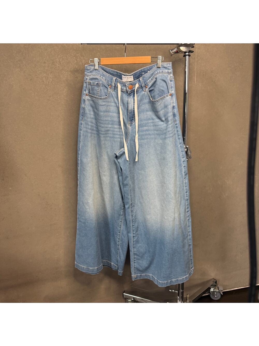 Lane Bryant Signature Fit Ultra Wide Leg High Rise Drawstring Jeans 14 Short